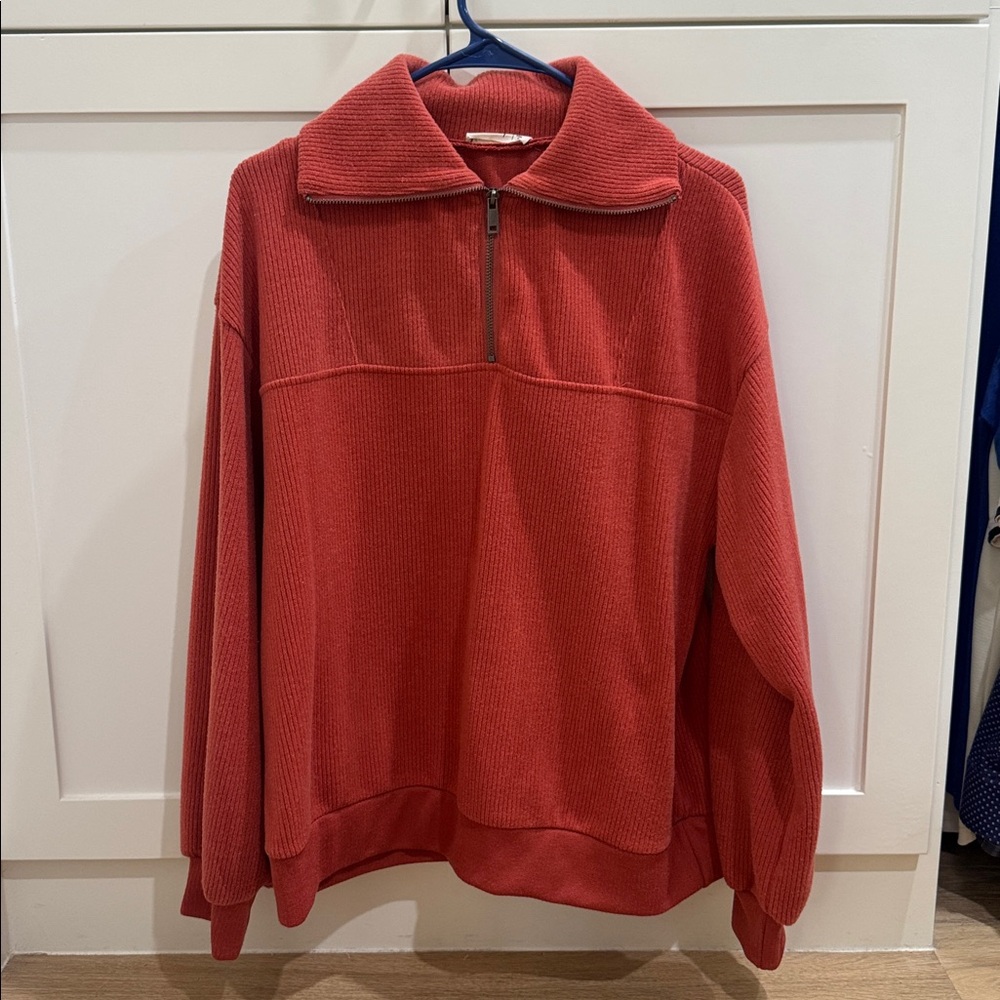 New In Half Zipper Henley Knit Sweatshirt Top